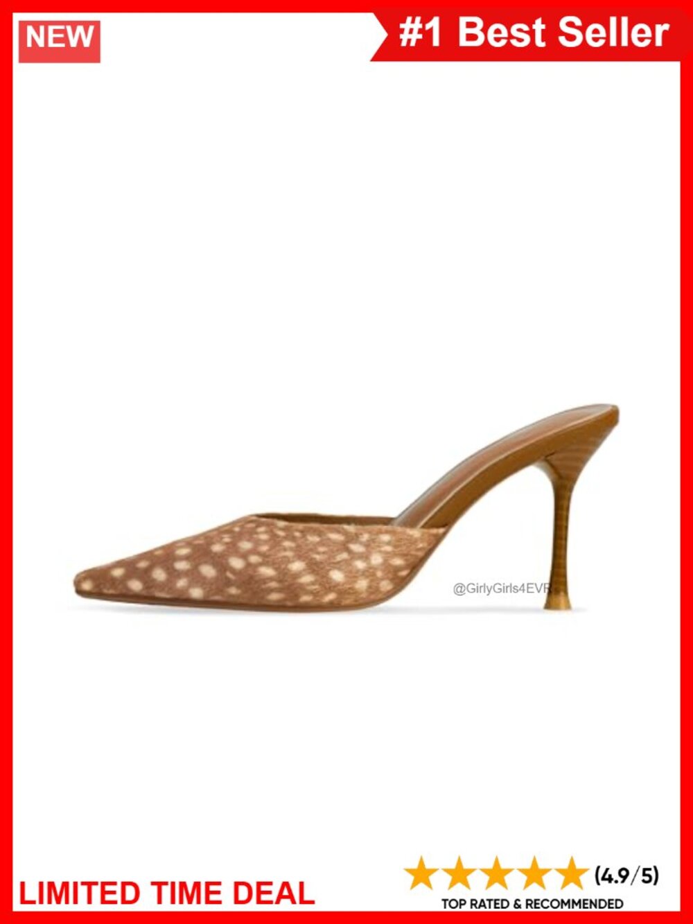 Faux Fur Slide Sandals Stiletto Heels Pointed Toe Slip On Dressy